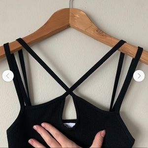 Zara Black Crop Top with Keyhole Tank Top